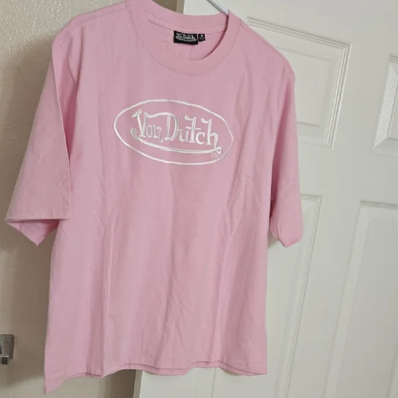 Von Dutch Pink Tee with White Logo Nwt - Picture 1 of 4